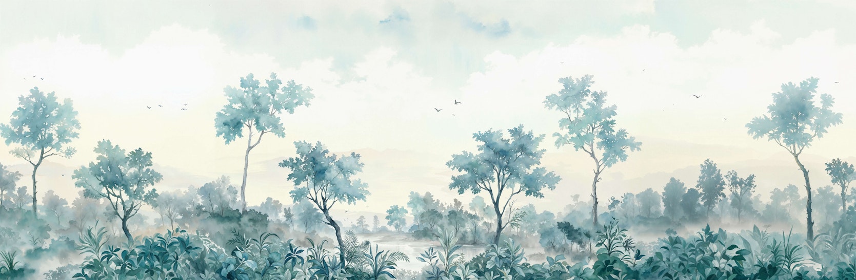 Teal Forest Wallpaper Mural