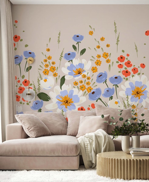 Illustrated Meadow Wallpaper Mural