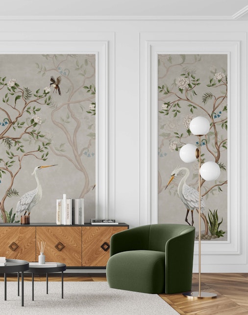 Chinoiserie bird wallpaper