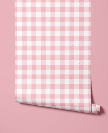 Pink gingham wallpaper