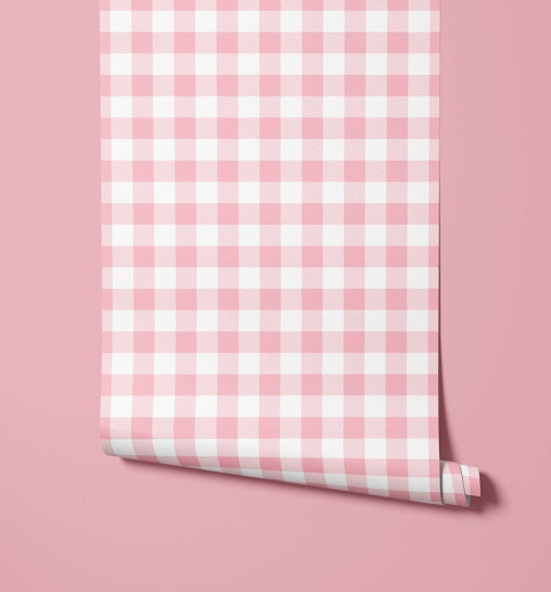 Pink gingham wallpaper