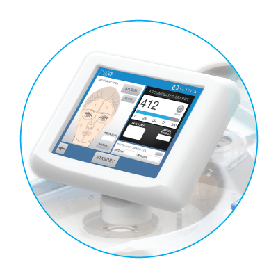 and image showing what the halo laser device looks like when in use. 