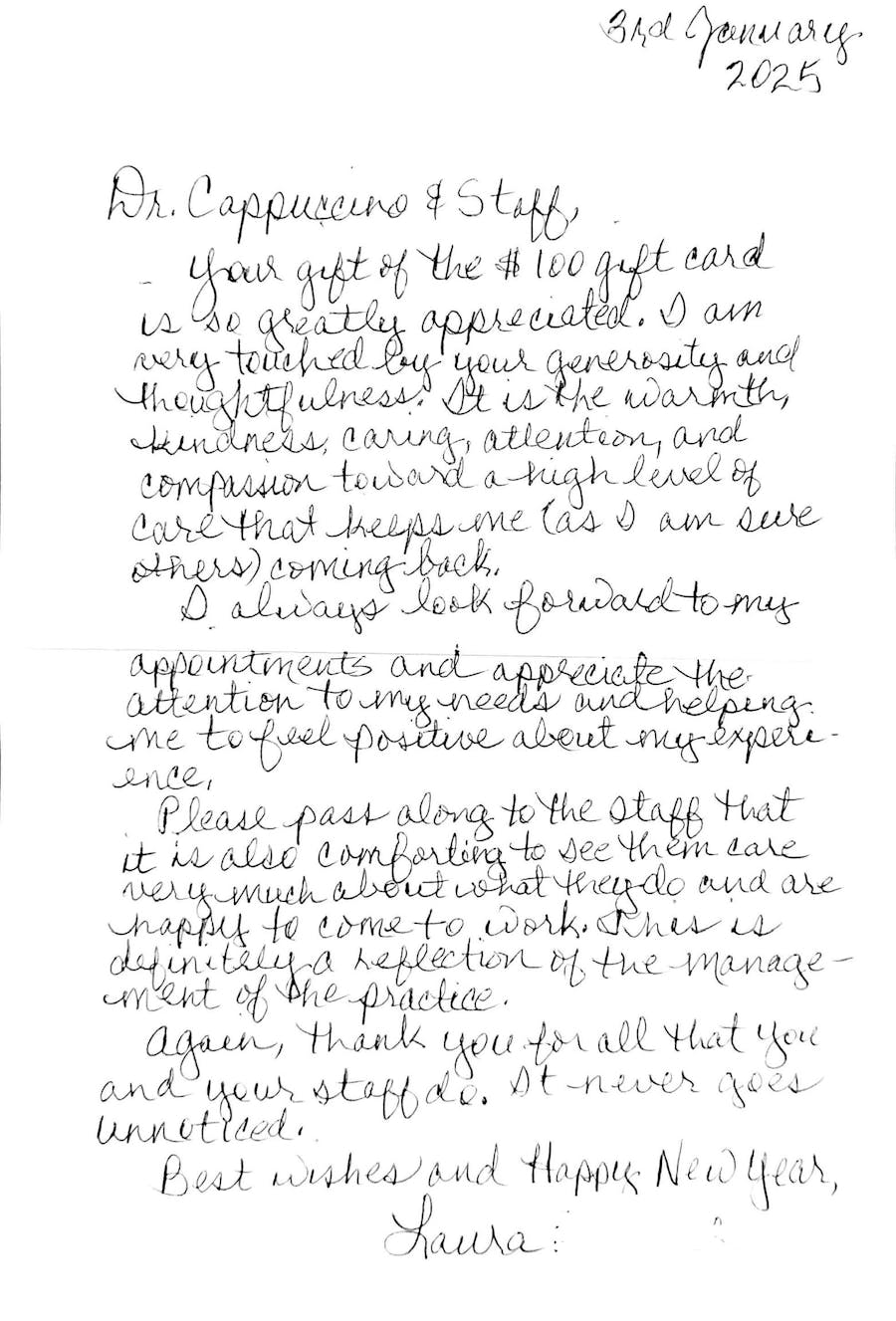 handwritten thank you letter