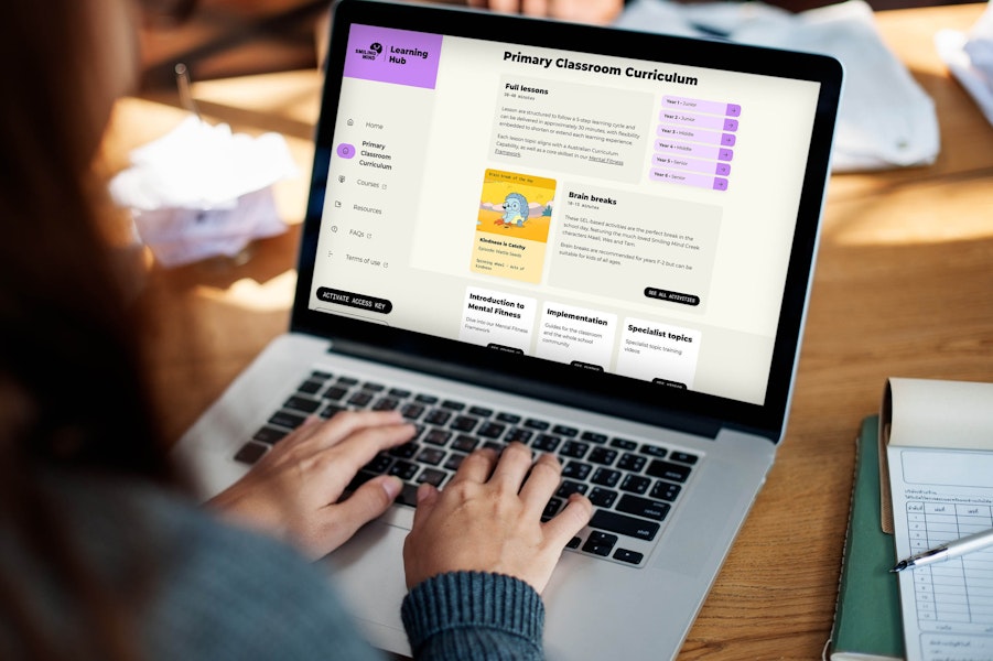 Smiling Mind Primary School Program on computer