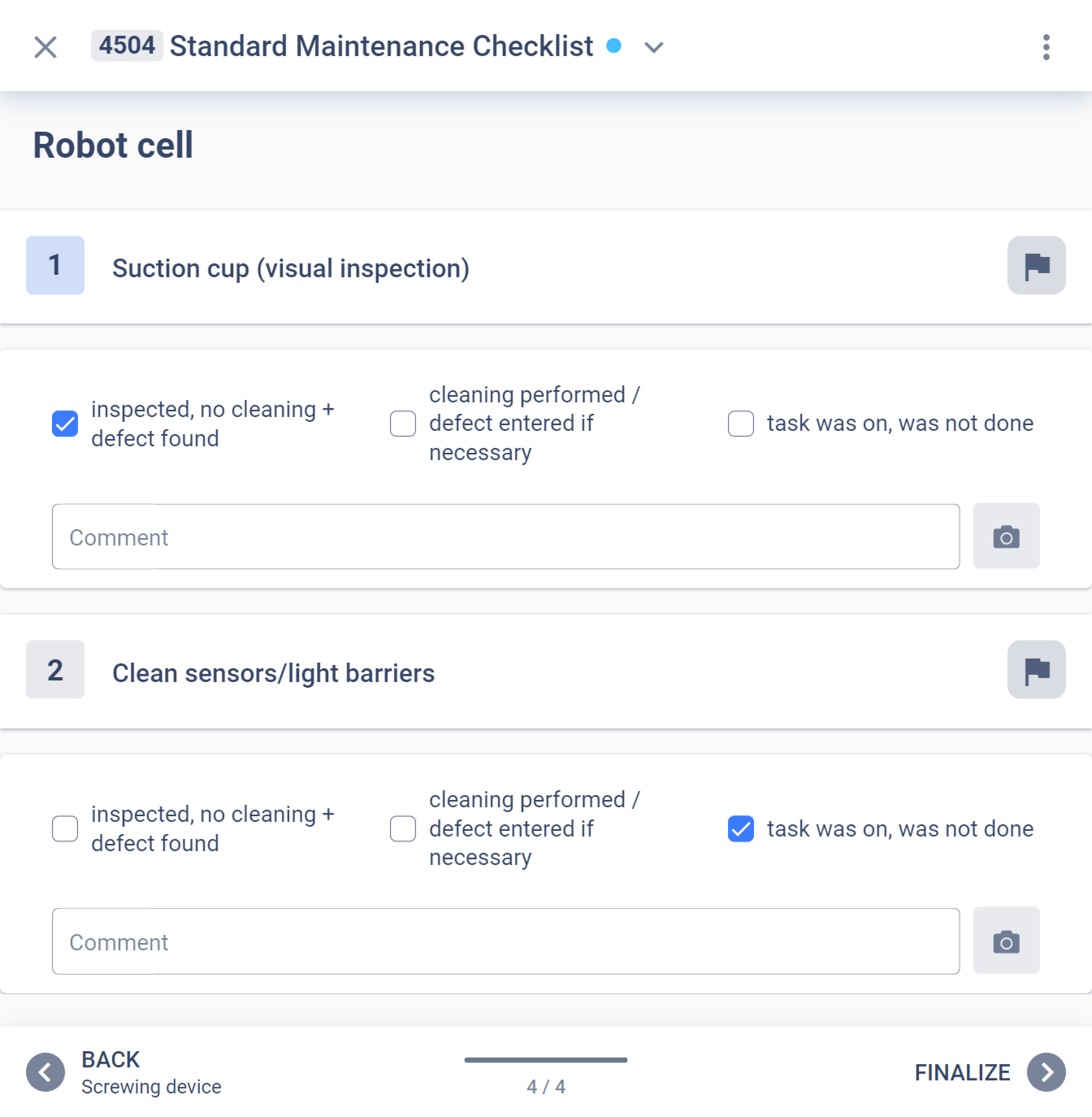 Digital checklist plant tour