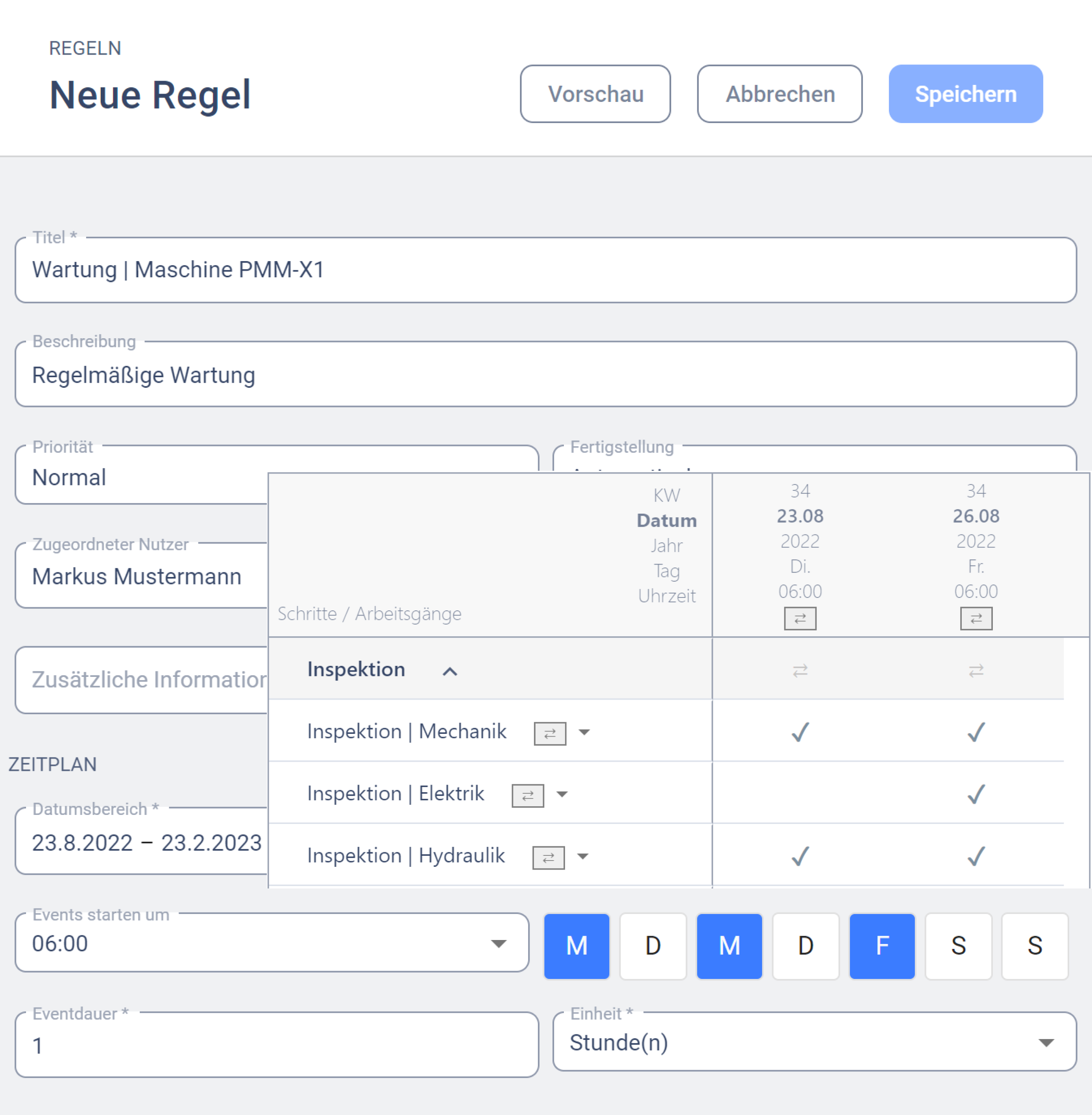 Taggenaue Wartungsplanung für TPM