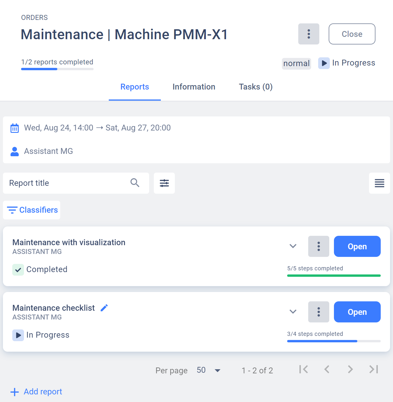 Check progress of orders live in software