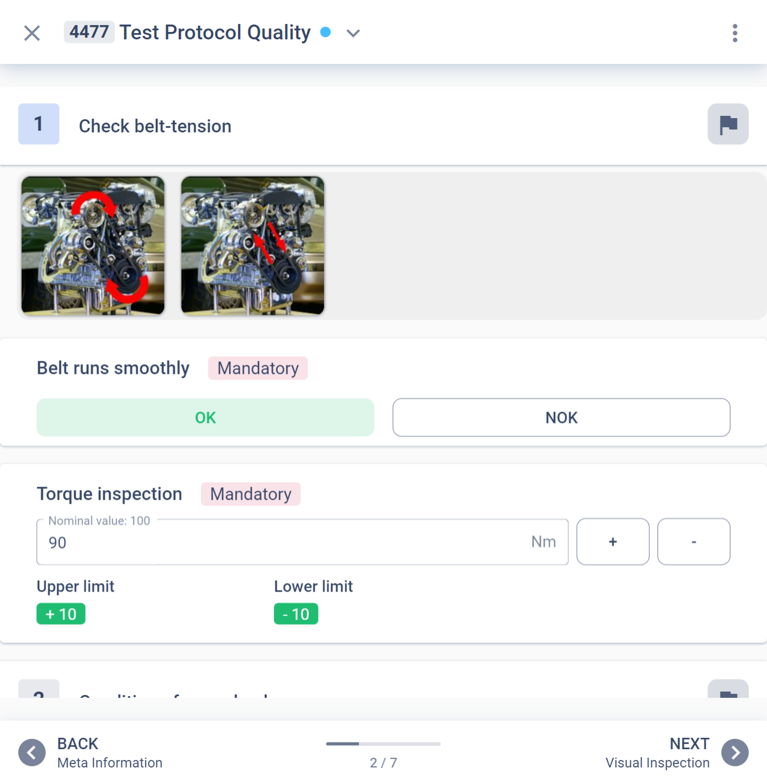 Direct control feedback of test values