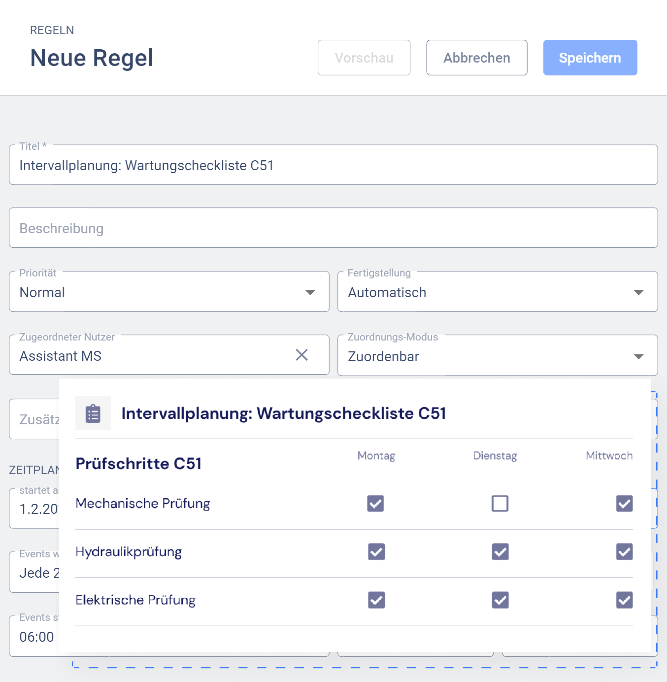 Intervallplanung mit digitaler präventiver Instandhaltung