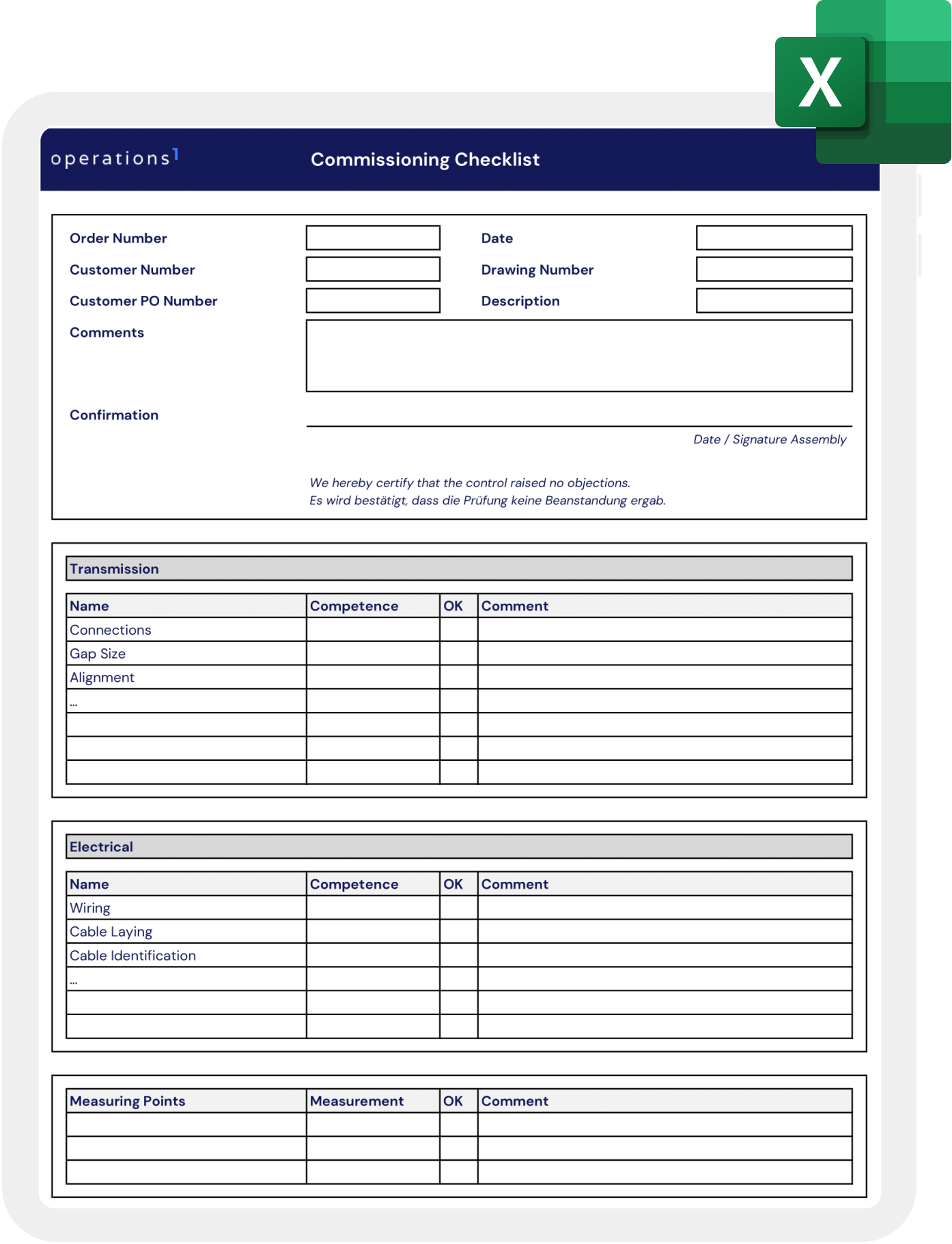 FAT checklist template