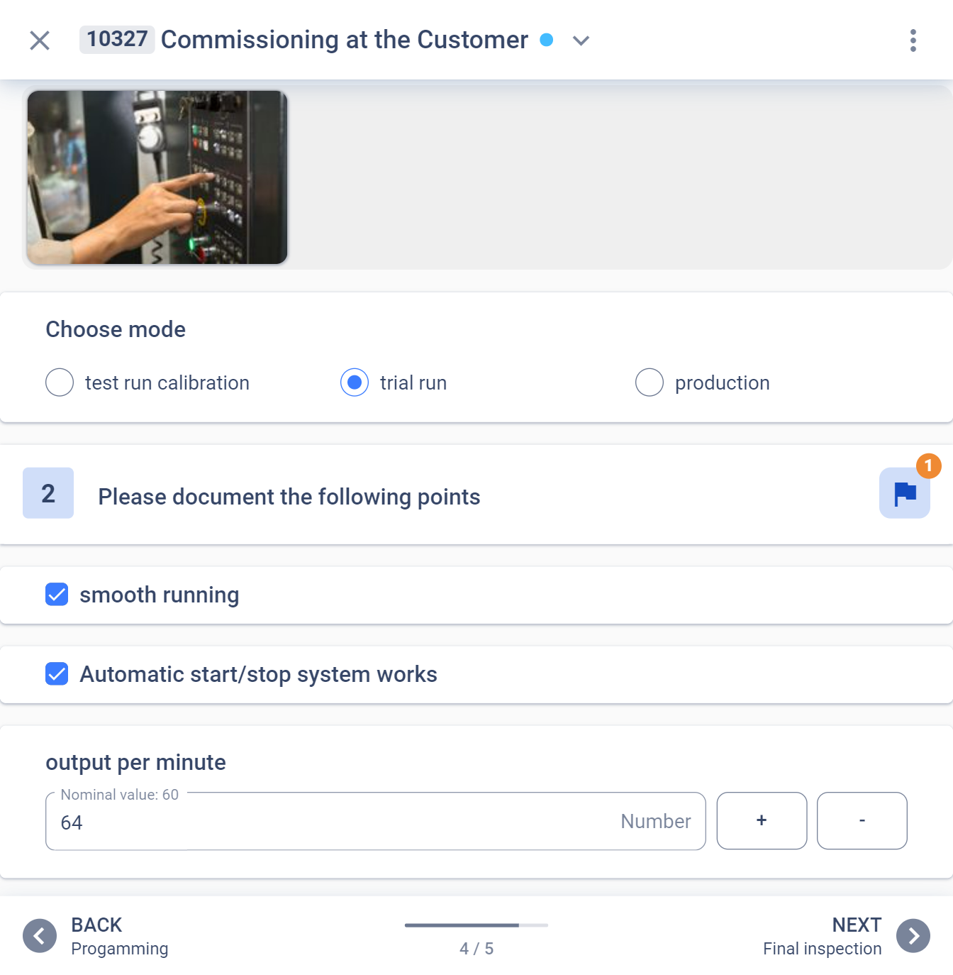 Site Acceptance Test at the customer's site