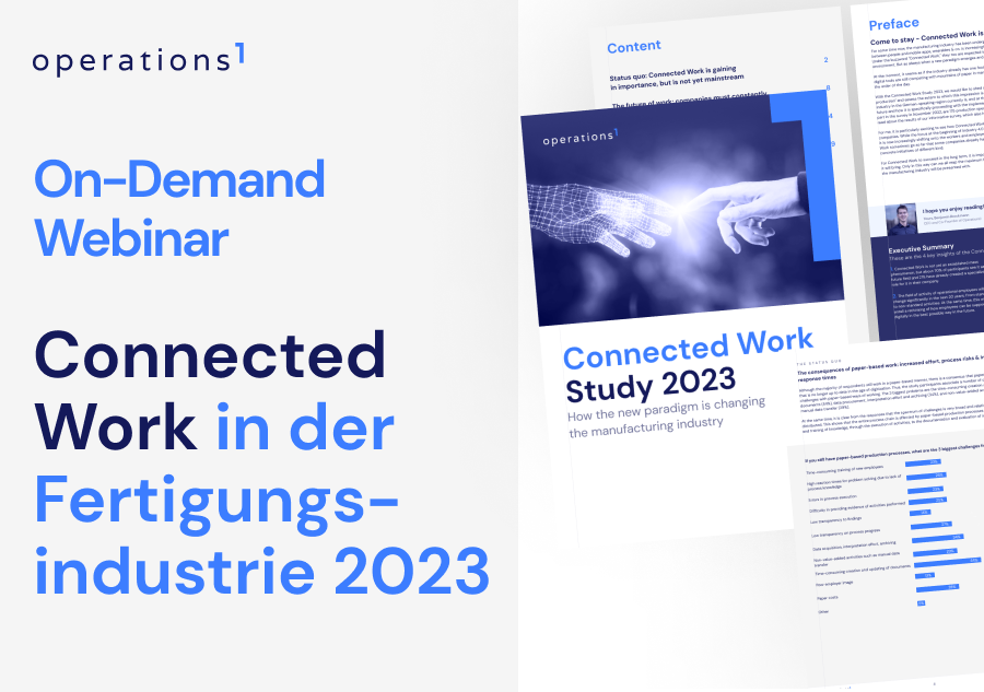 Erfahren Sie in der Panel Diskussion die neusten Erkenntnisse der Studie zu Connected Work in der Fertigungsindustrie 2023