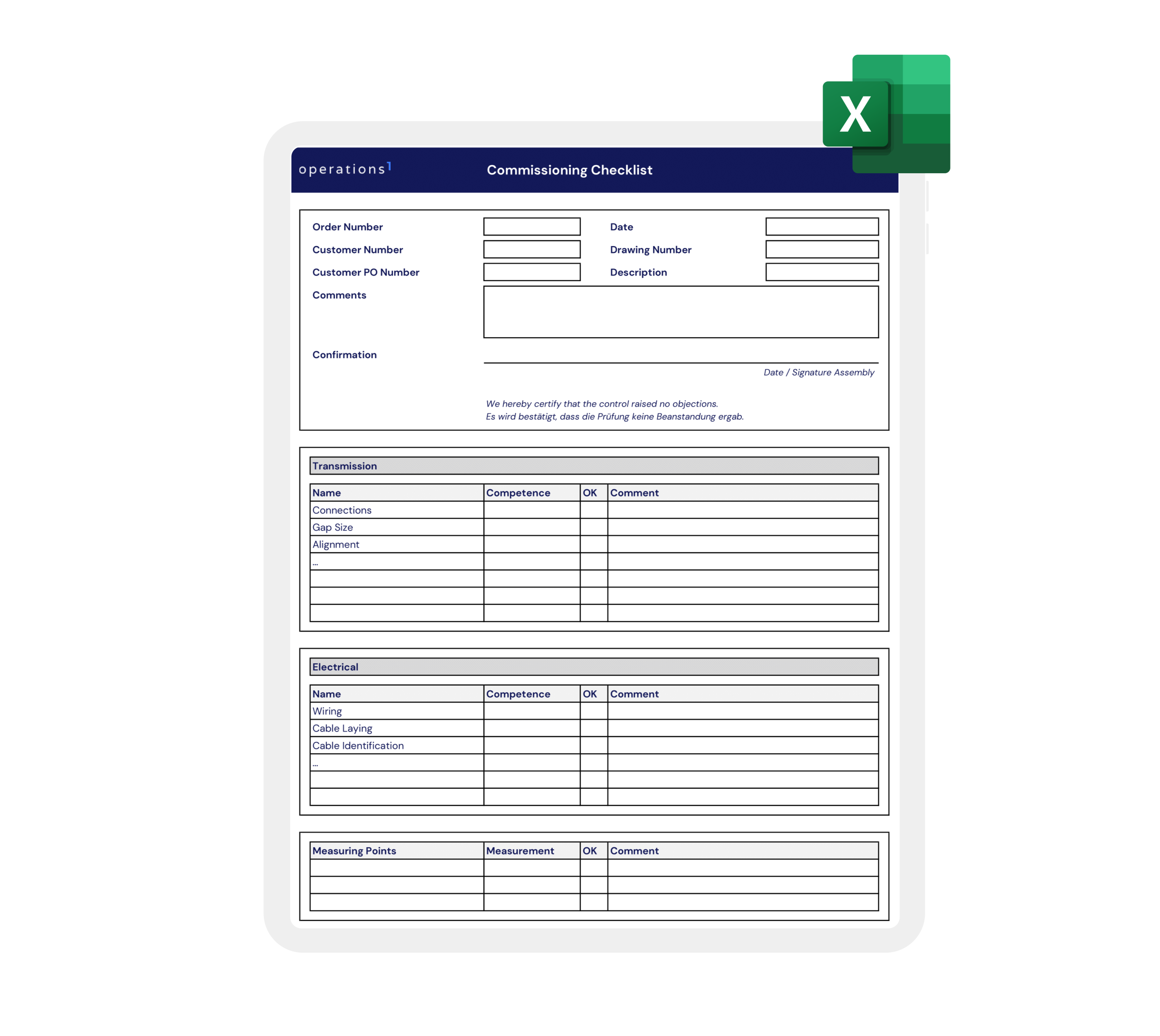 Factory Acceptance Test checklist template
