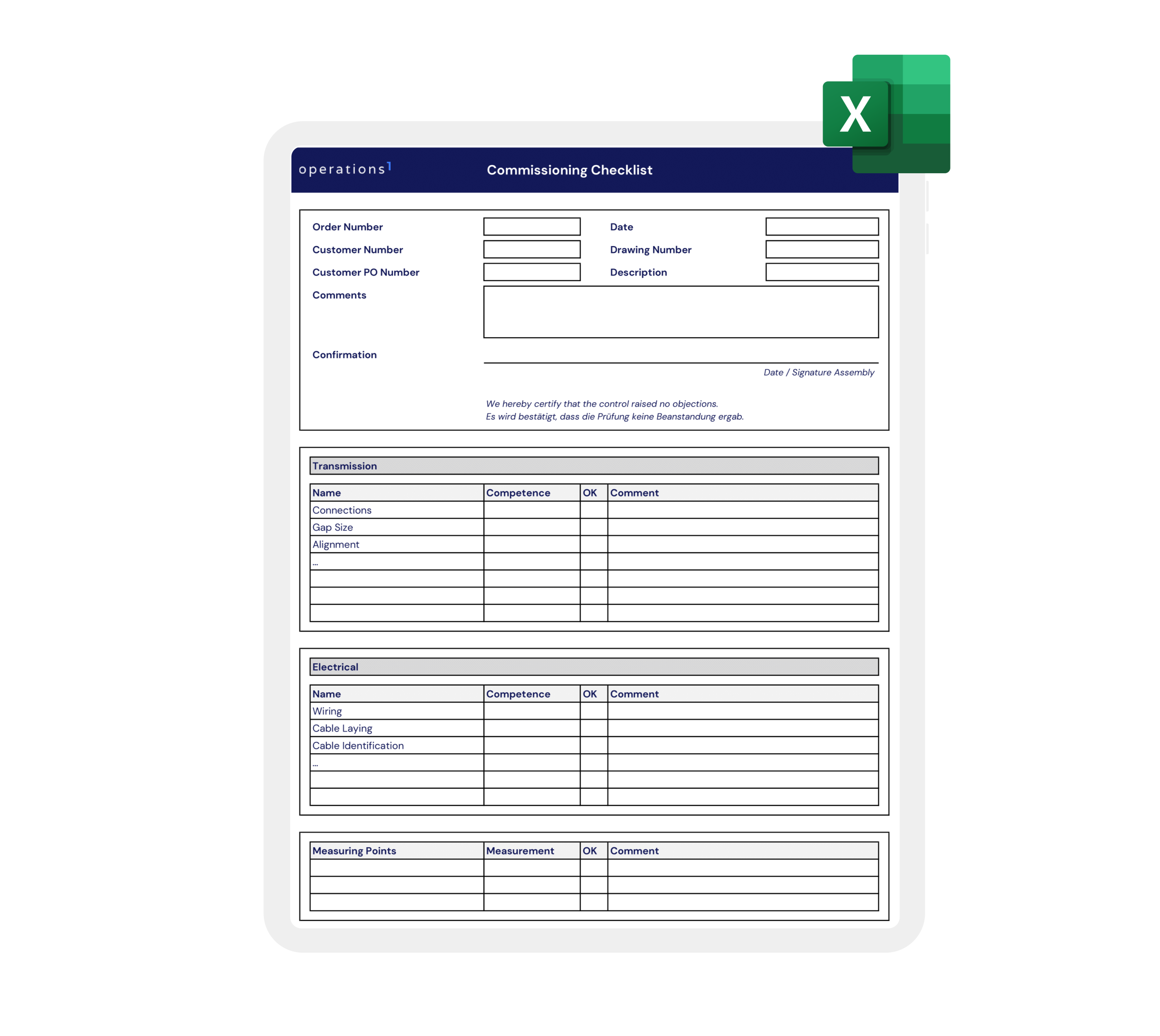 Commissioning protocol template