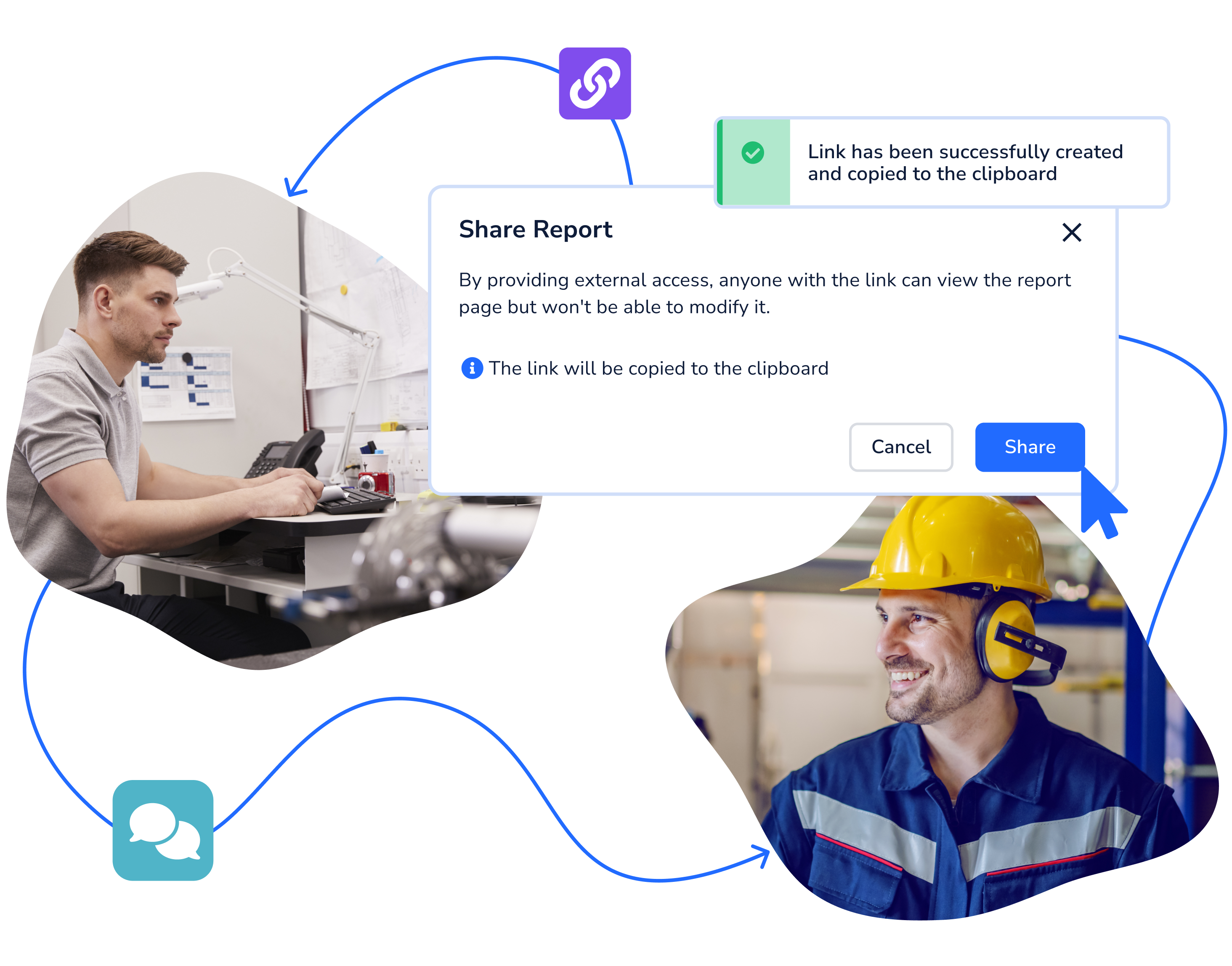 Sharing digital reports via a link
