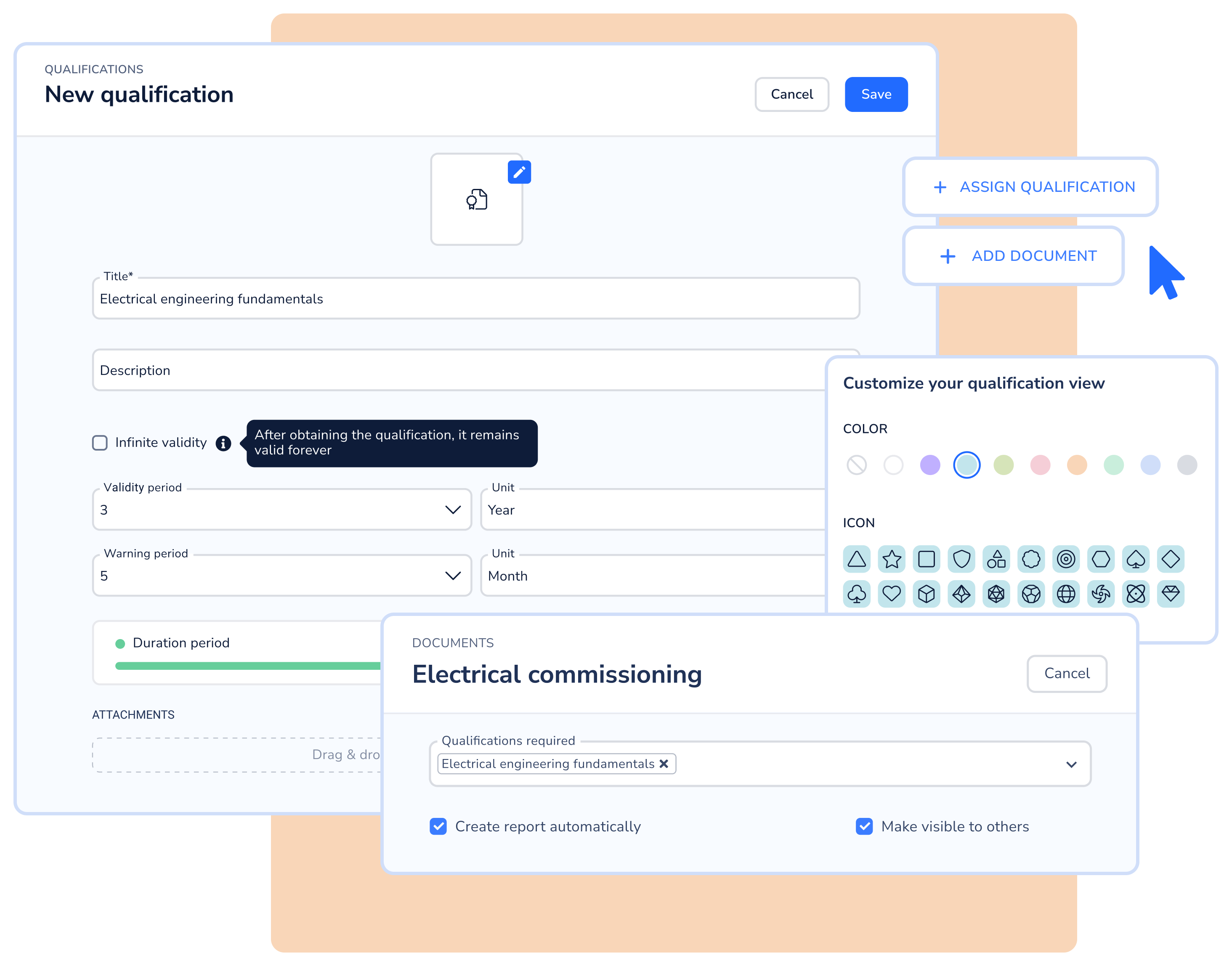 Manage qualifications for users and documents in one software