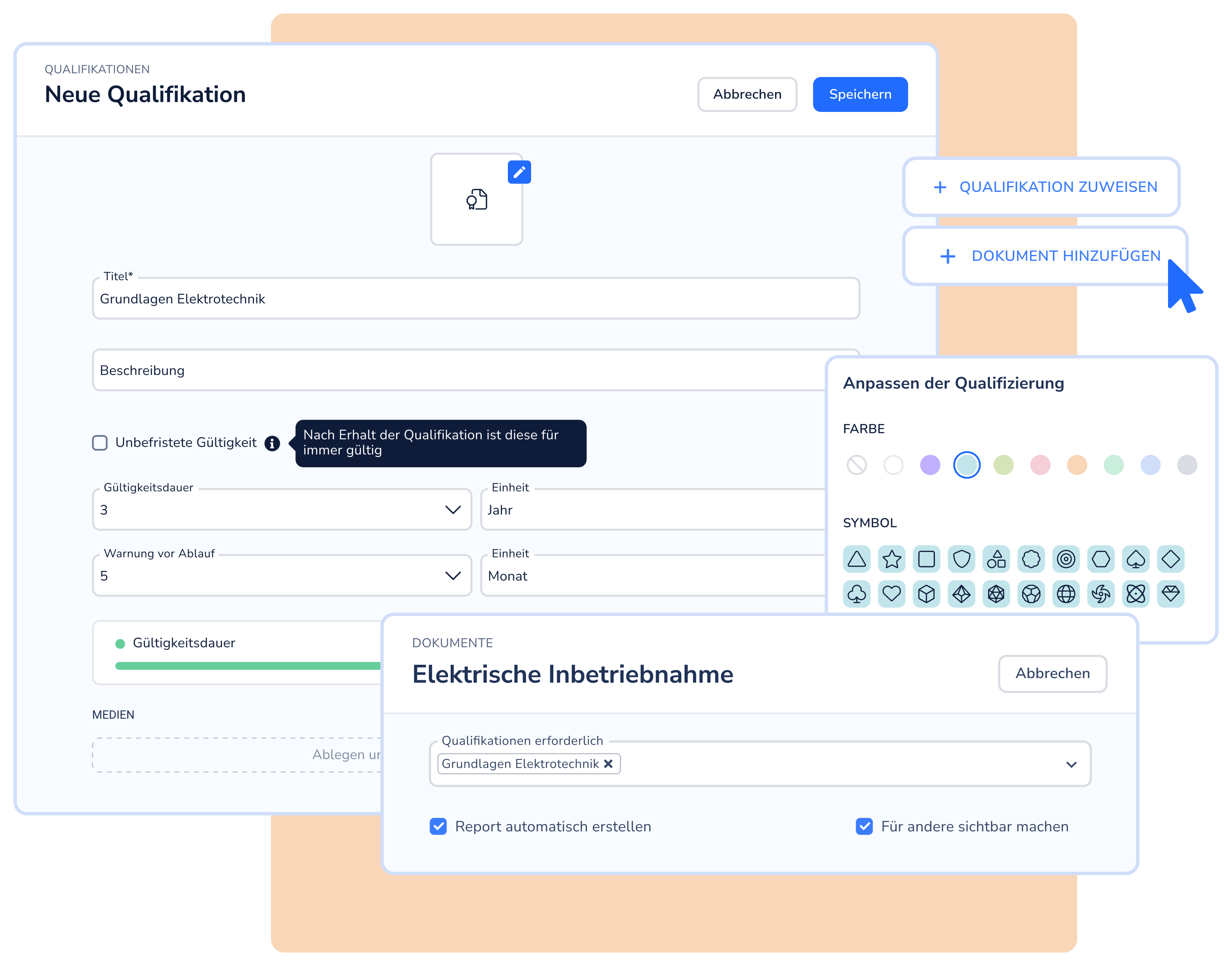 Verwaltung von Qualifikationen für Nutzer und Dokumente in einer Software