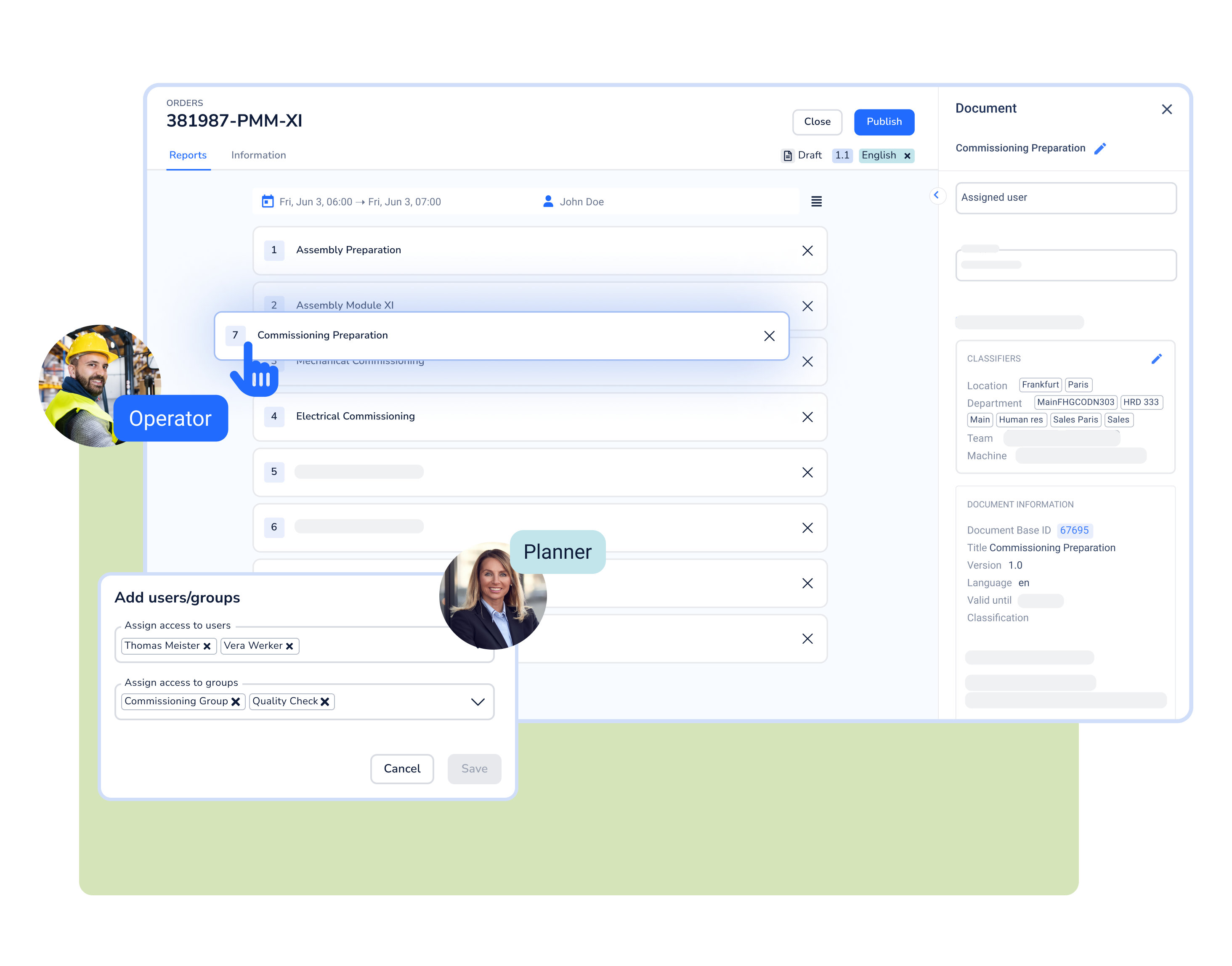 Create activities and orders digitally quickly and easily