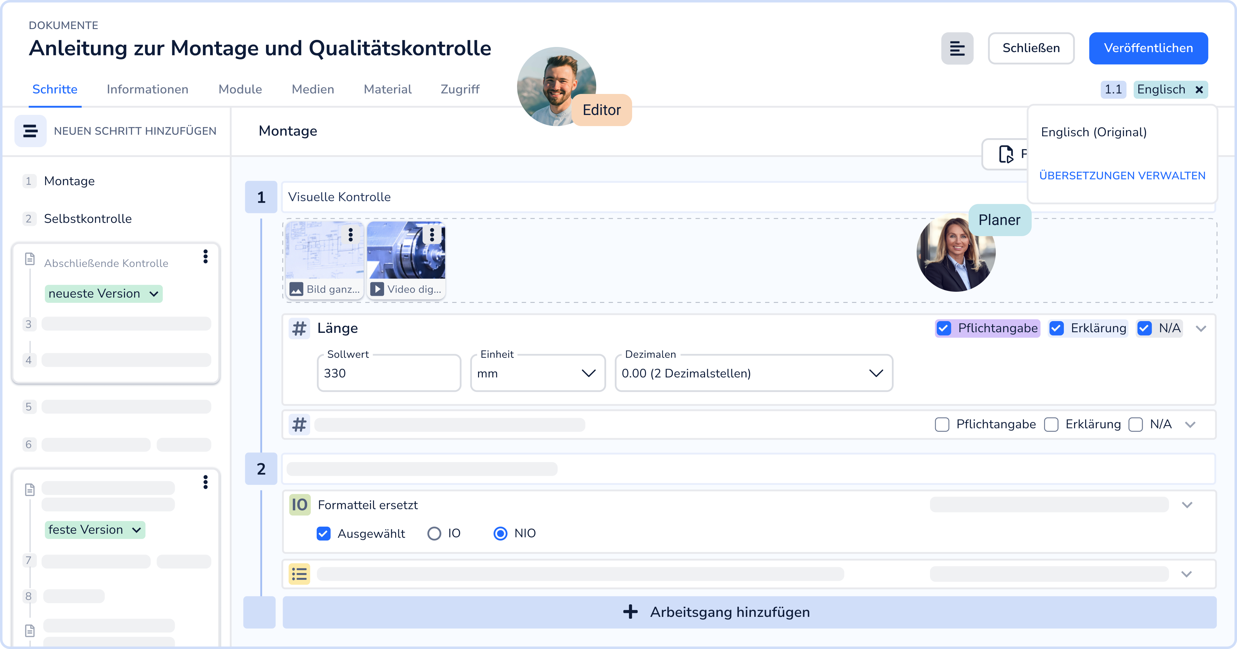 Drag&Drop-Editor für digitale Arbeitsanweisungen