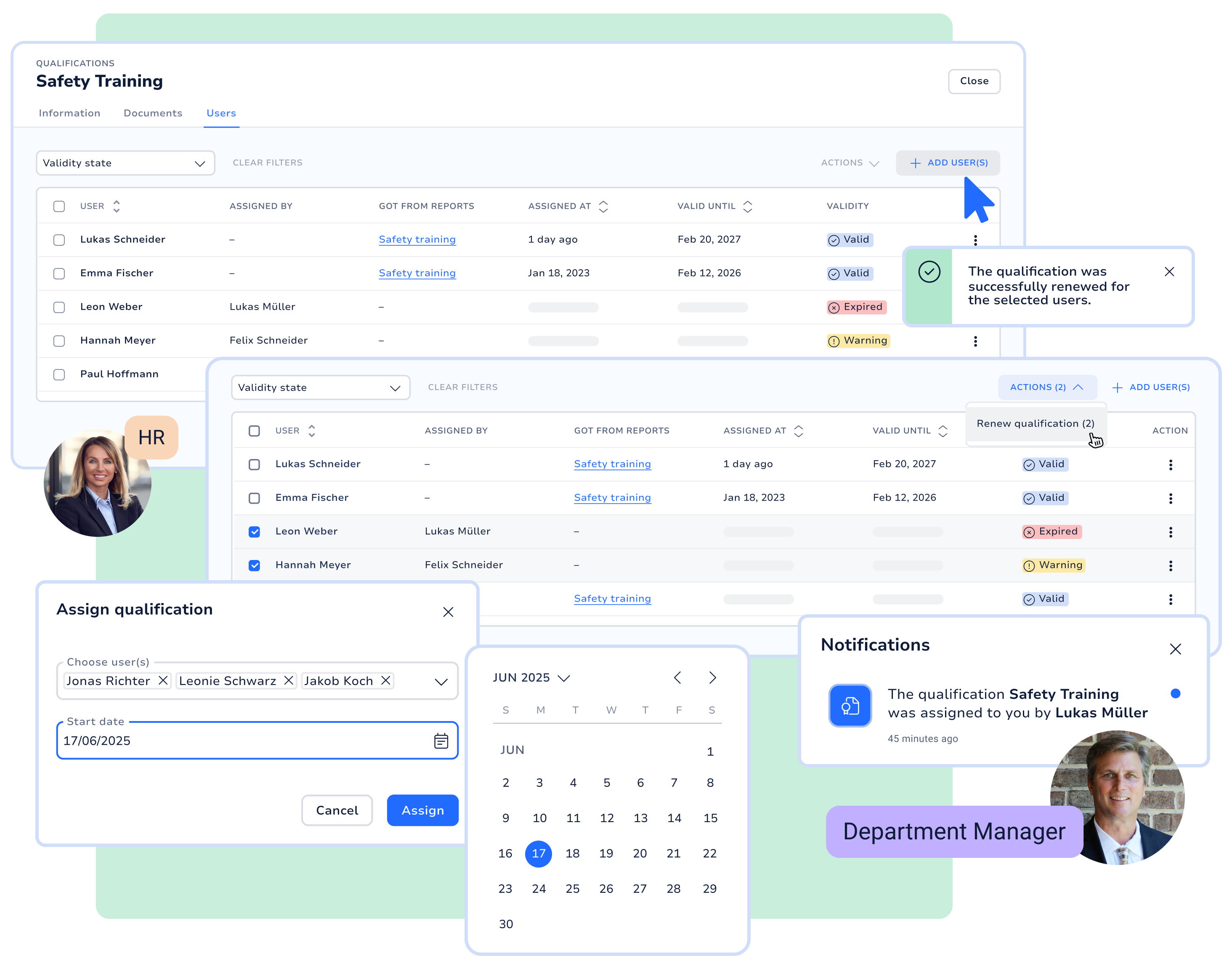 Assign and extend employee qualifications