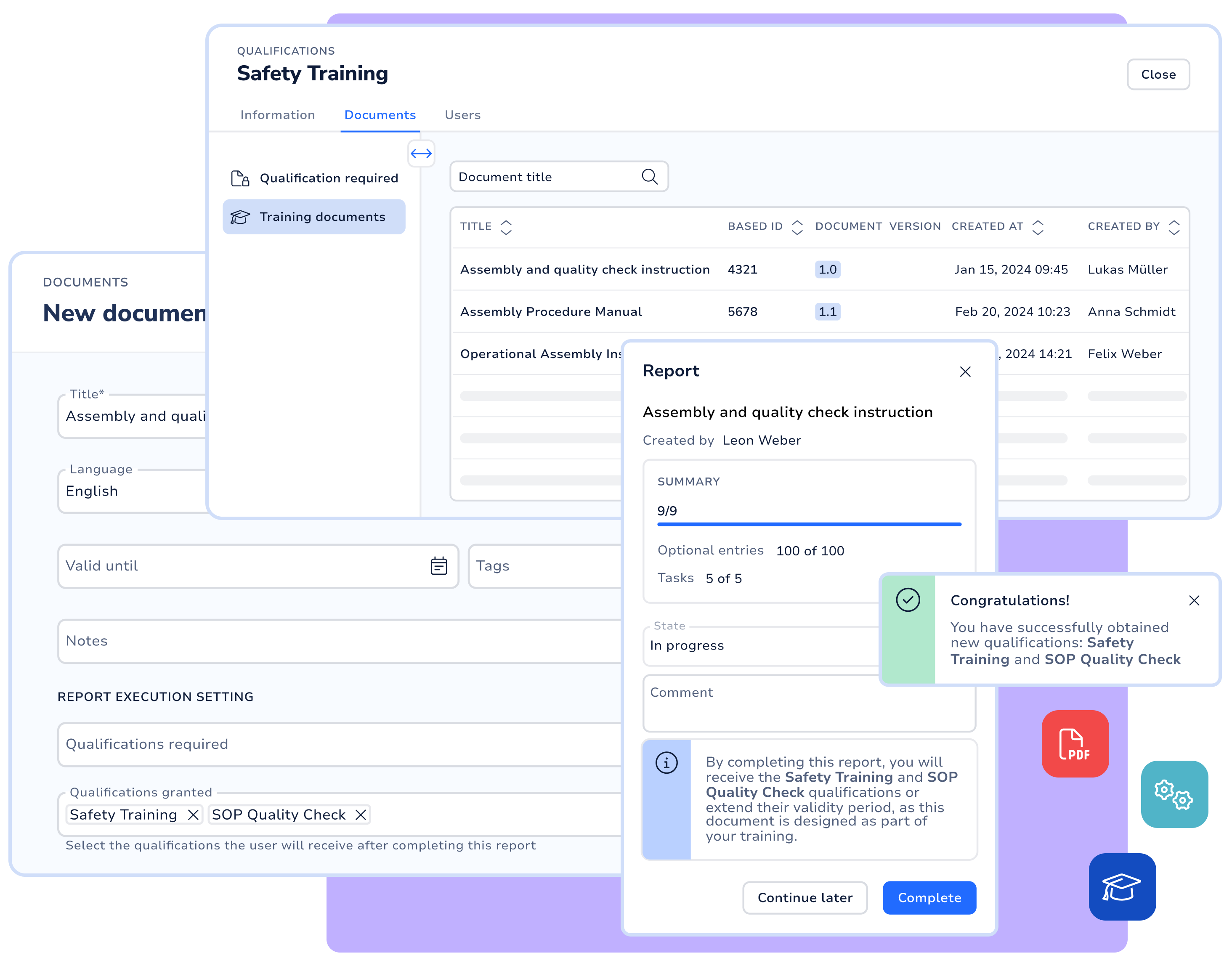 Automatically acquire qualifications by completing training courses