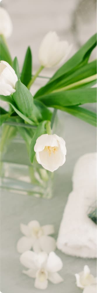 White flower in glass vase