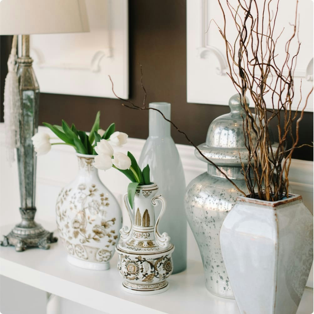 Flowers and plants in vases