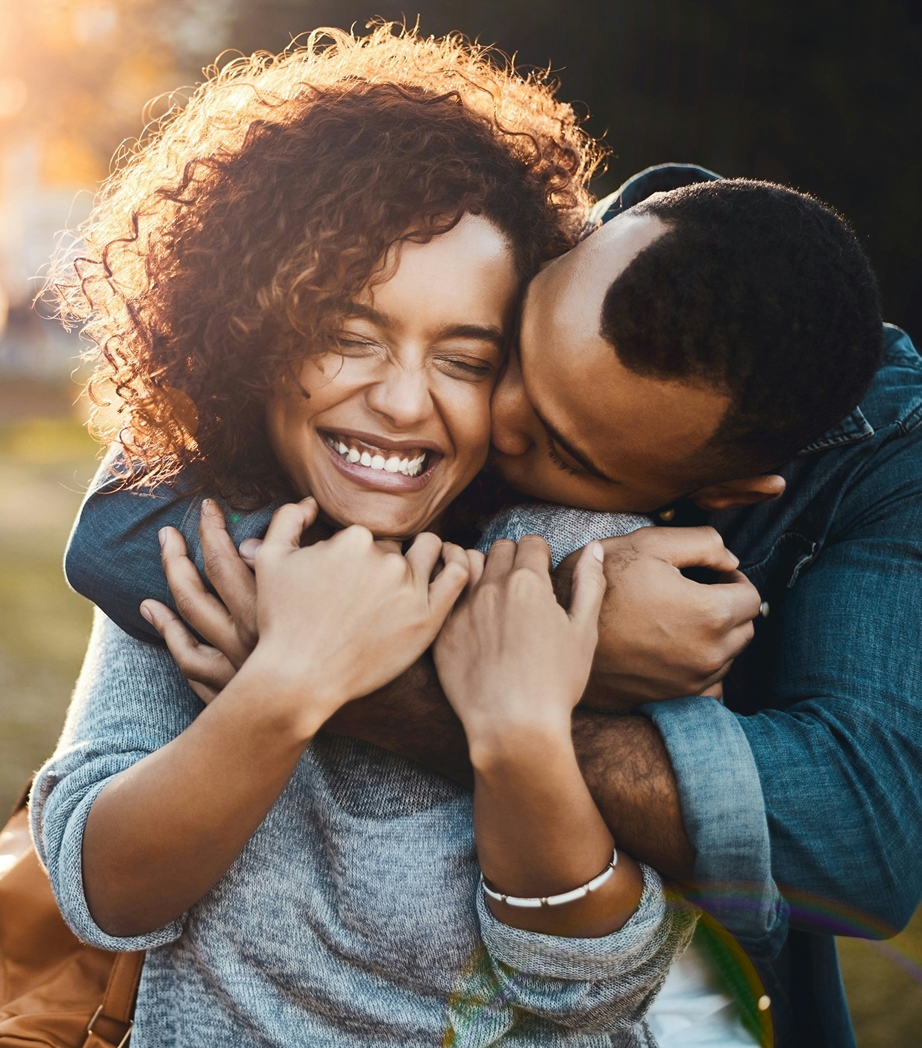 Smiling andd hugging couple