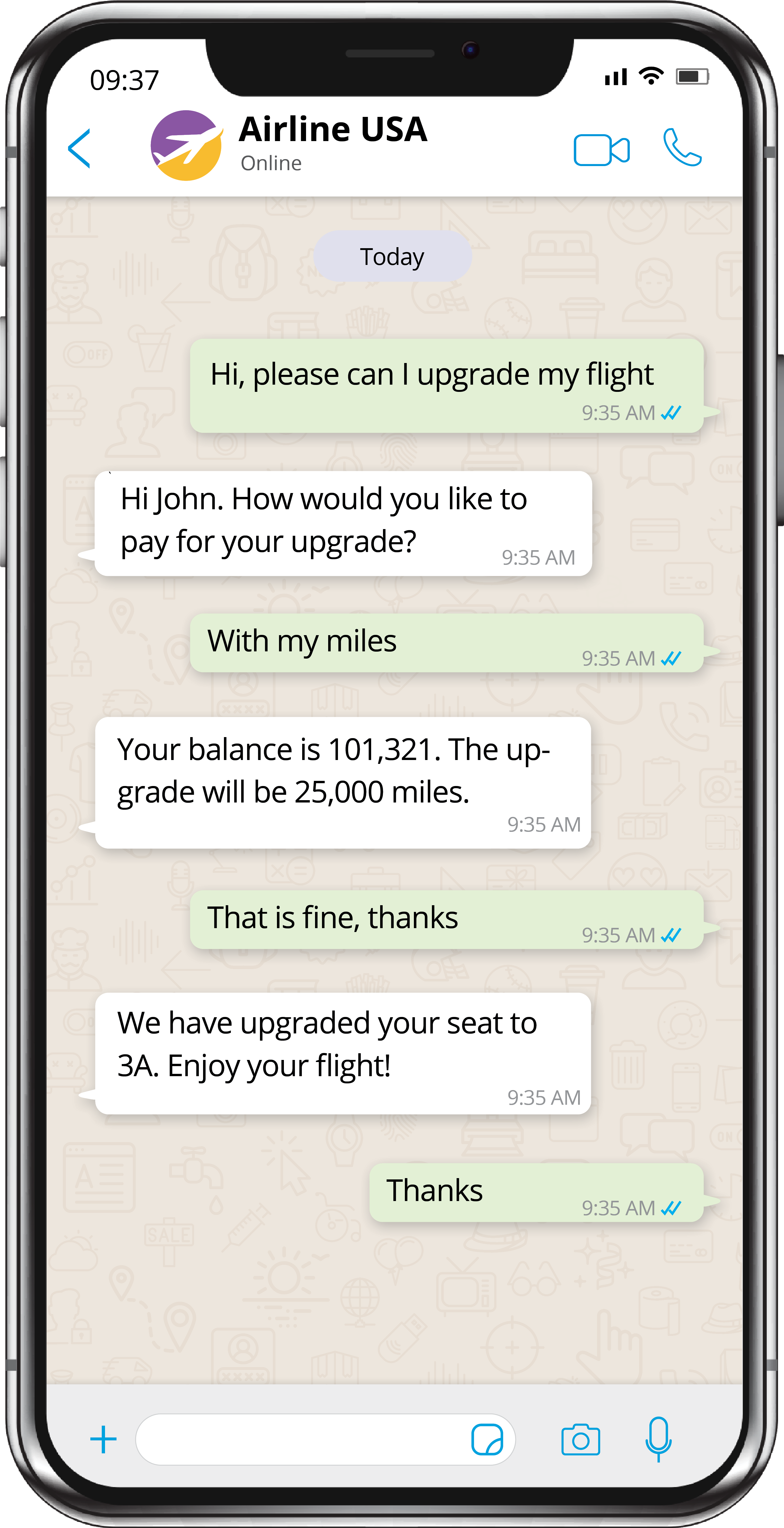 Chat Commerce Airline Messaging