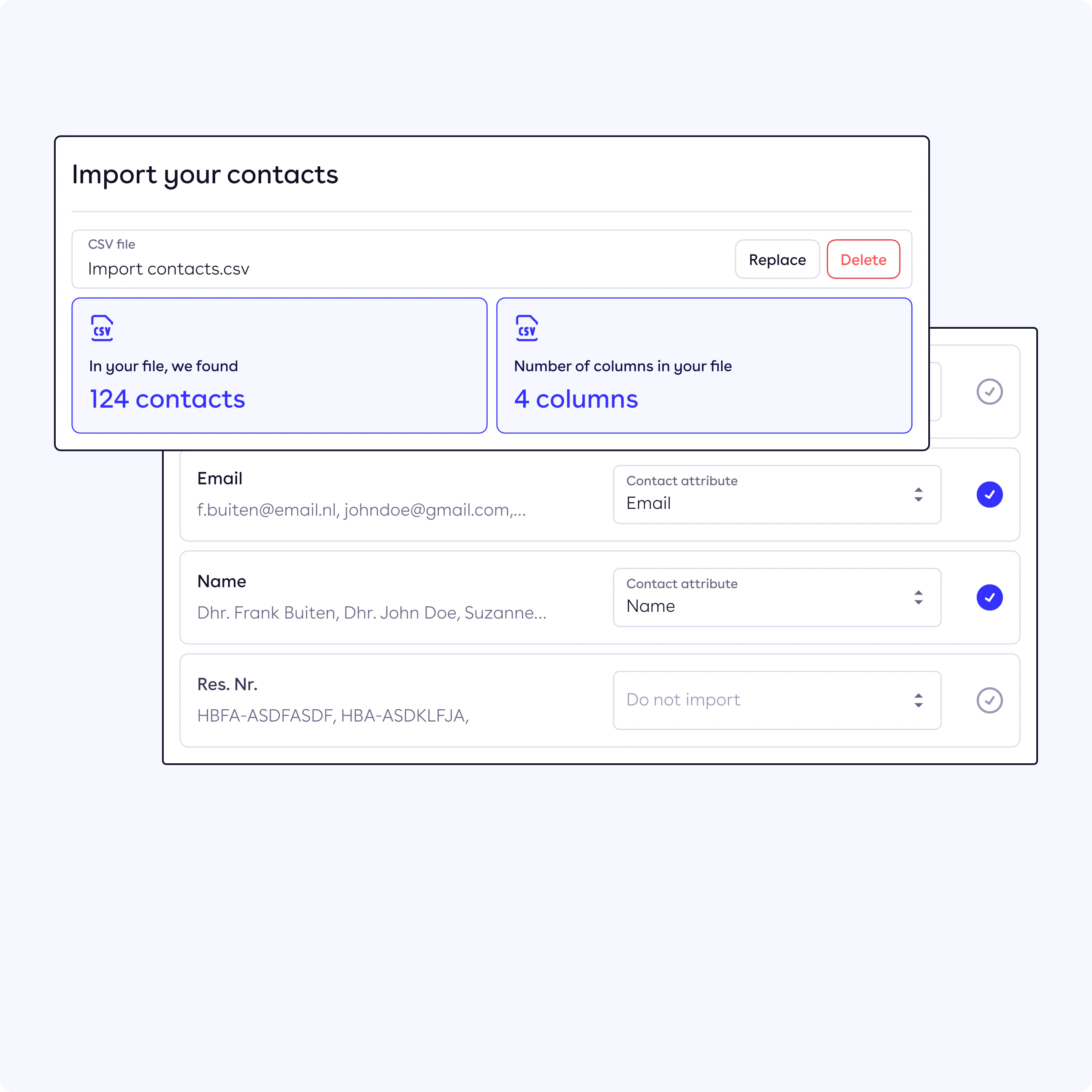 Import contacts within Piggy dashboard