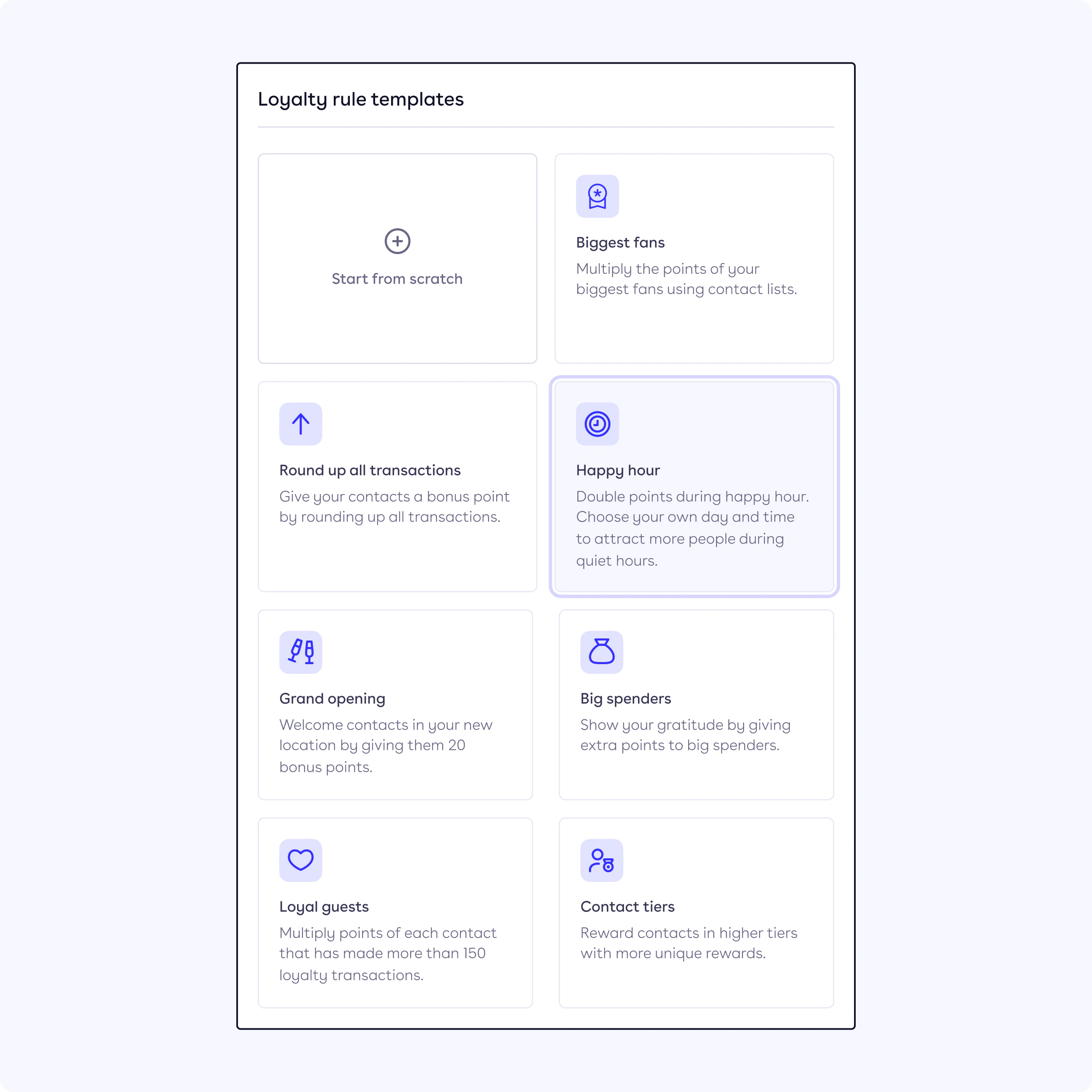 Loyalty rules templates