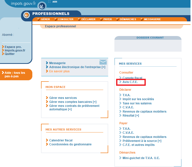 avis imposition CFE