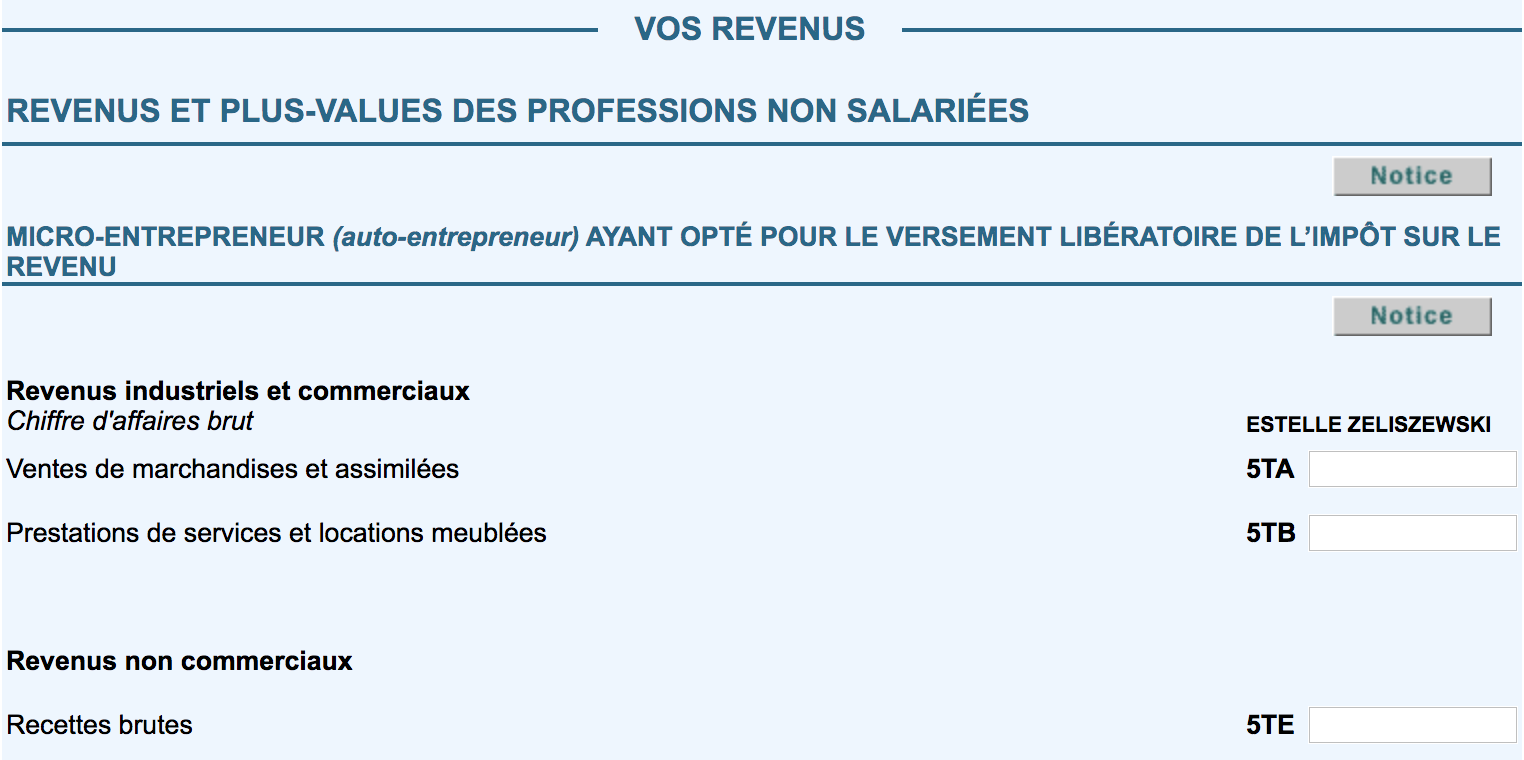 déclaration revenus micro-entrepreneur versement libératoire