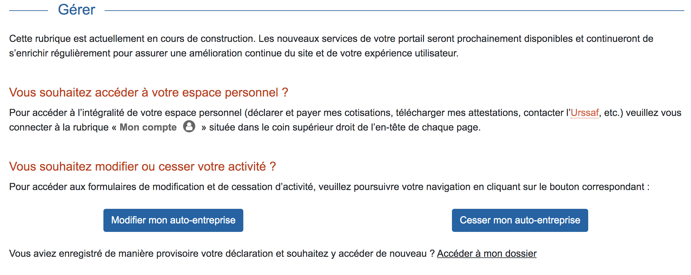 Changement d'adresse auto-entrepreneur - step 1