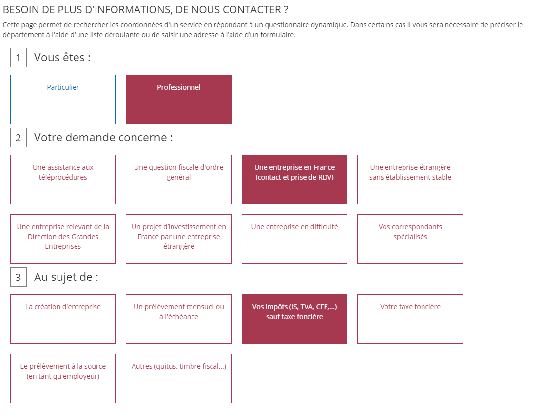 Contacter le Service des impôts des Entreprises 3