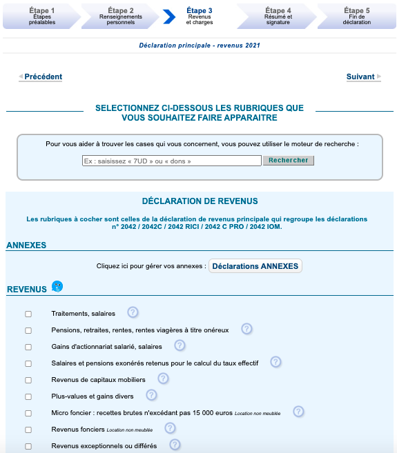 Déclaration de revenus indépendants