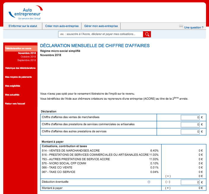 Déclaration URSAFF Auto-entrepreneur
