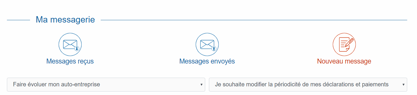Page principale des messages de l'URSSAF