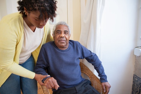 Helping the elderly get dressed