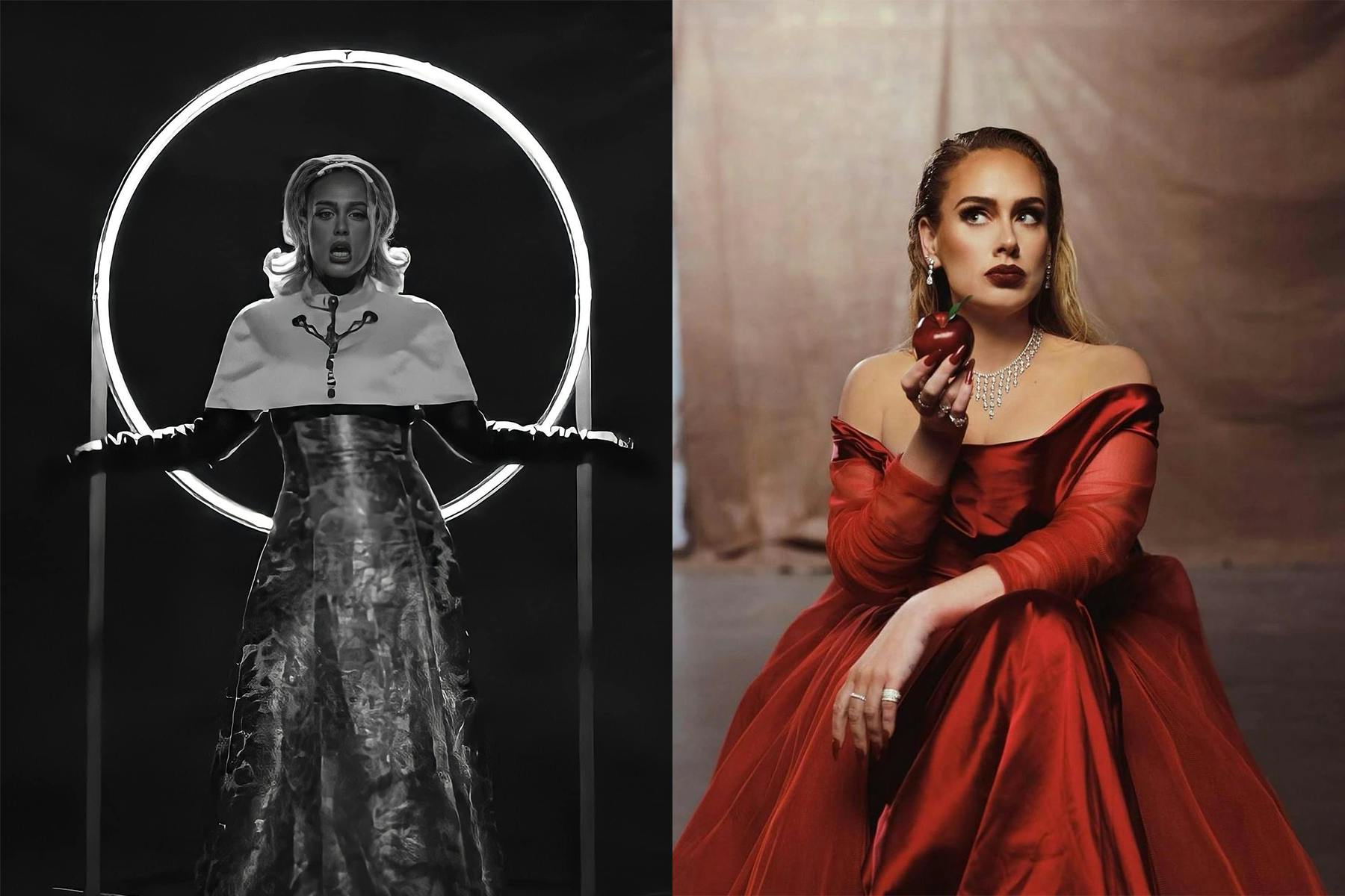 Adele glowed in a custom Louis Vuitton burgundy velvet gown while