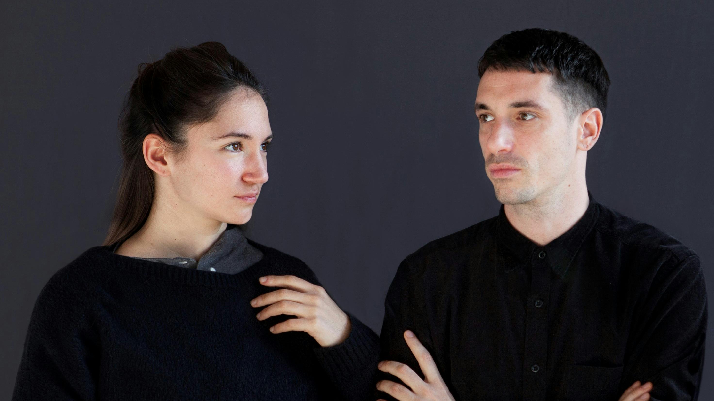 Ginevra Panzetti and Enrico Ticconi Ginevra Panzetti and Enrico Ticconi portrayed dressed in black