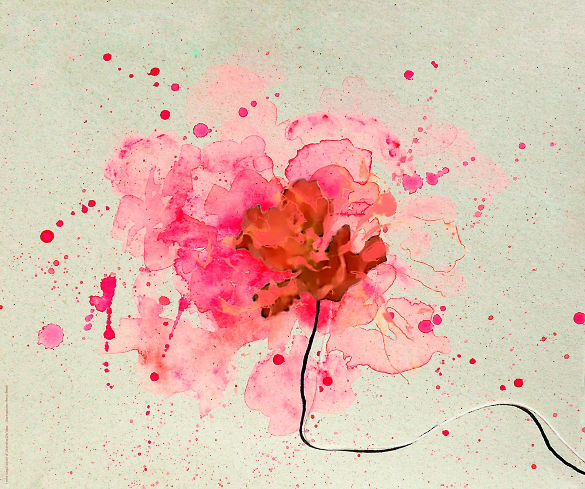 Acquerello di un fiore rosa stilizzato