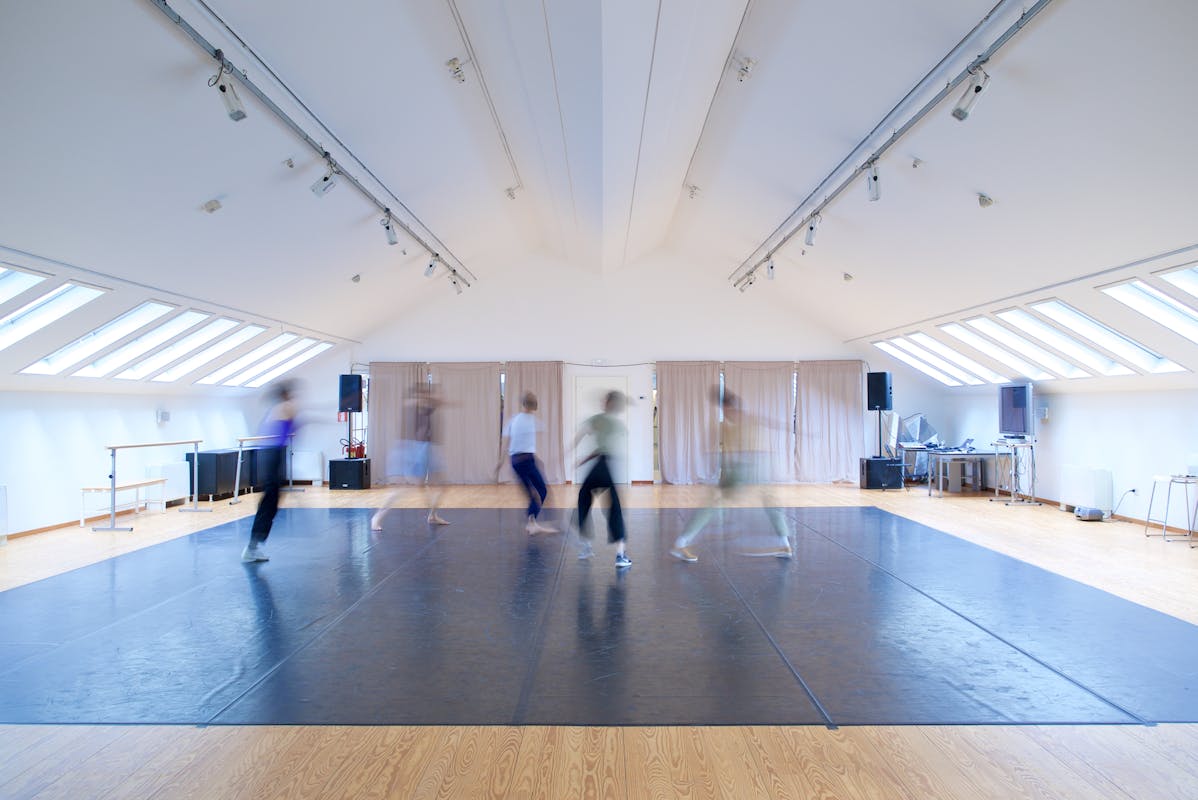 Second floor dance hall with dancers dancing