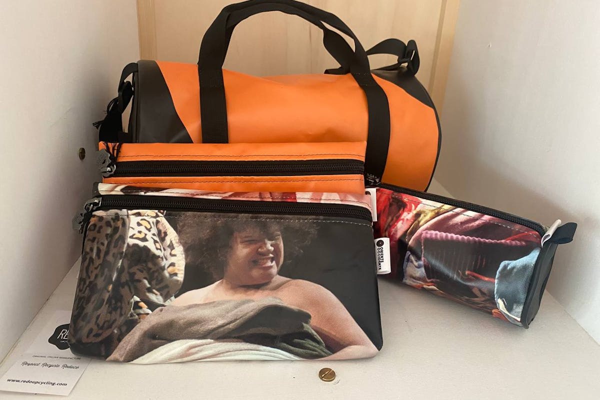 Bags, cases and sachets created with posters from the 2022 edition of Oriente Occidente Dance Festival