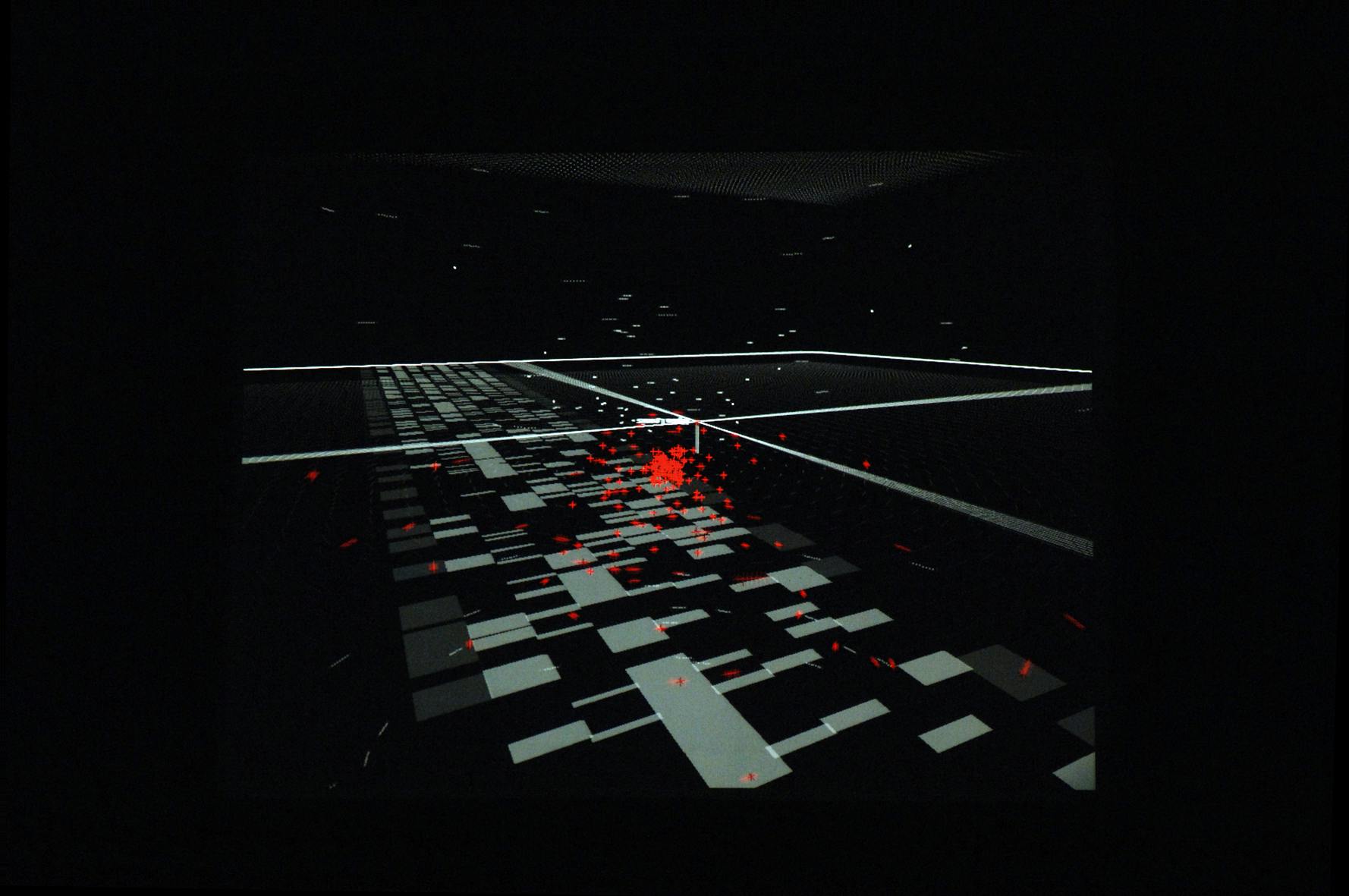 An image that portrays something as if they were circuits made of gray shapes and red dots