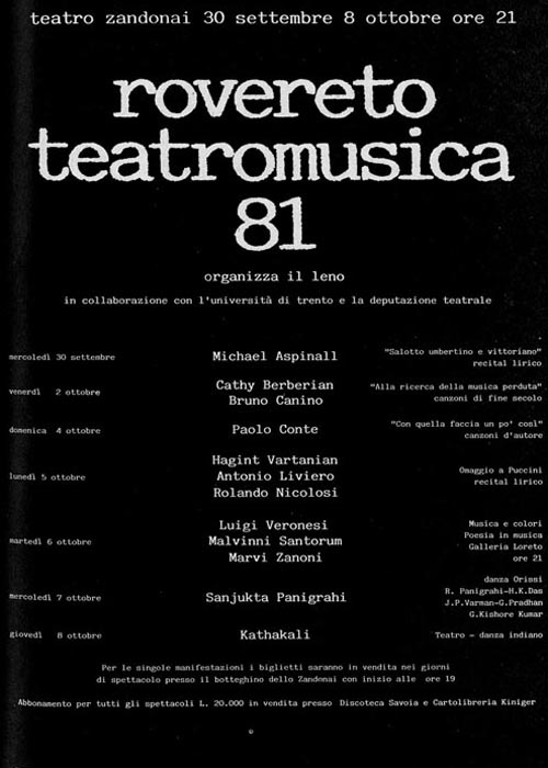 Festival graphic work: white text on black background