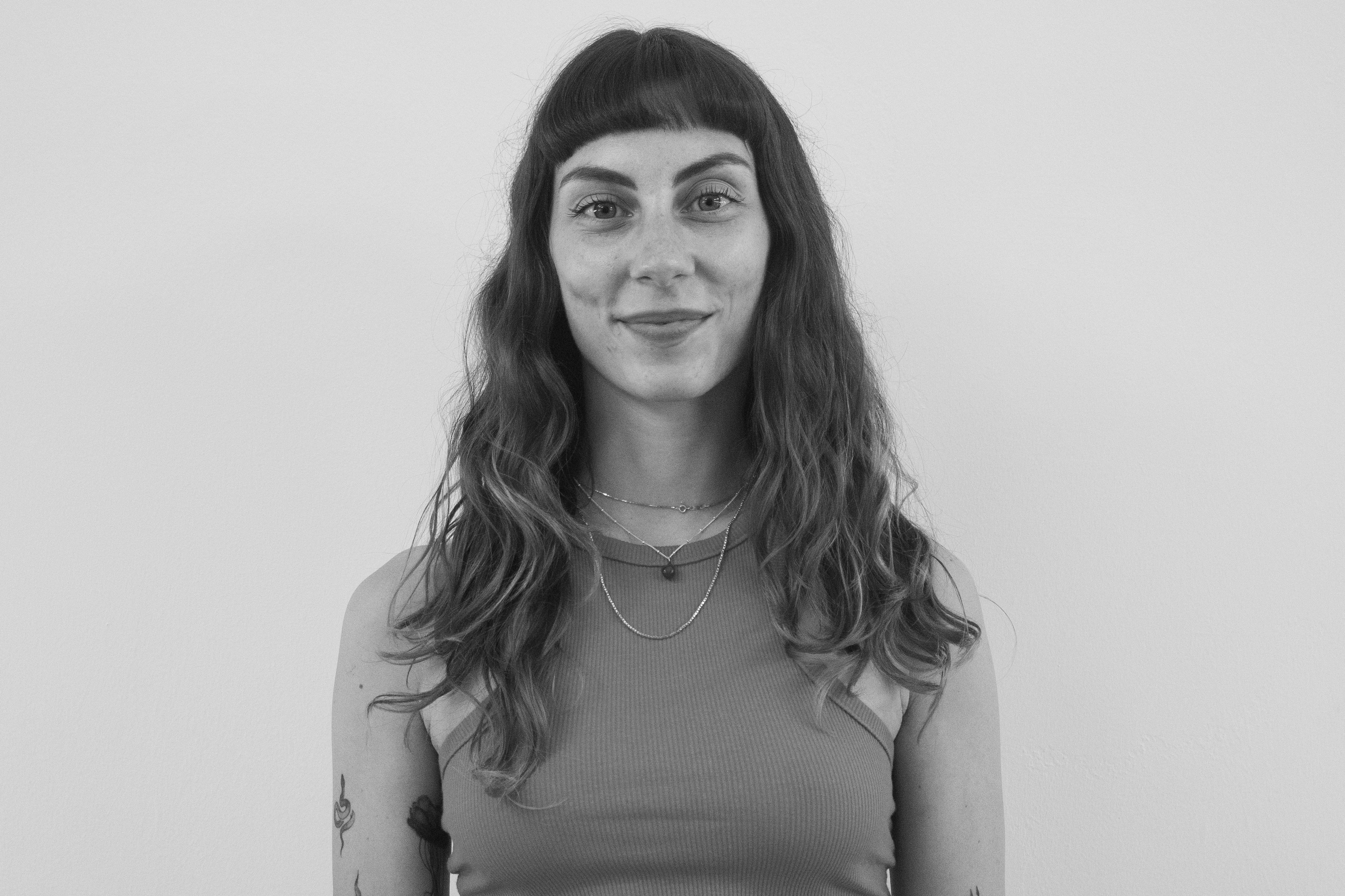 Black and white portrait of Erika Parise