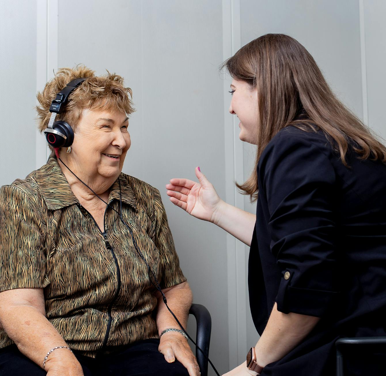 woman getting a hearing test