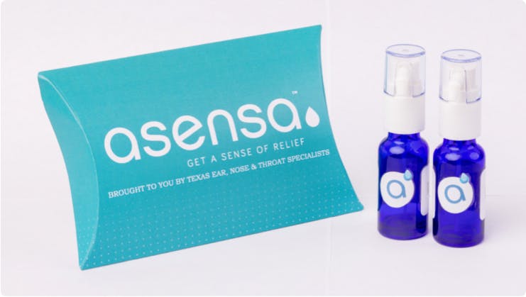Asensa allergy relief drops - packaging and two bottles