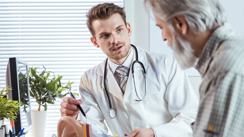 Doctor talking with a patient